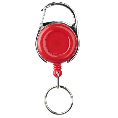 SKI CARABINE skipass tag with clip and carabiner,  red/silver