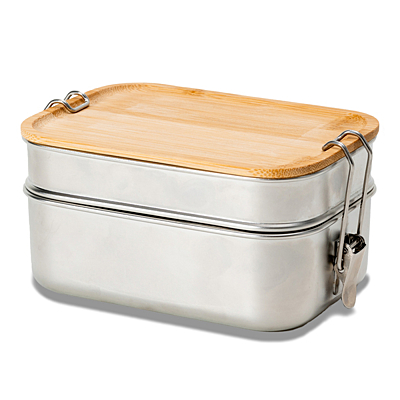 ALCORA double lunch box, silver