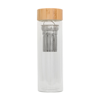 CELLE glass bottle 420 ml with infuser, transparent