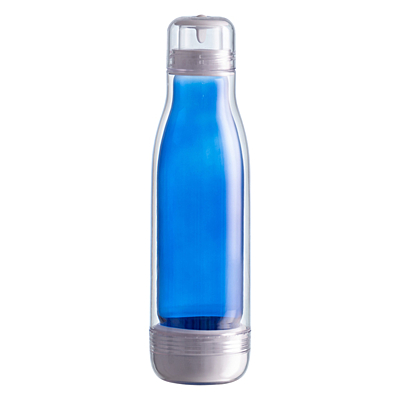 SMART 520 ml glass bottle with outer tritan wall, blue