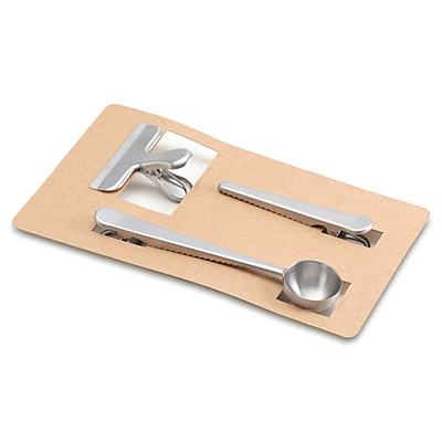 KAFFI measuring spoon and clips set, silver