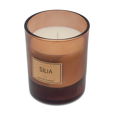 SILIA candle in a wooden box, brown