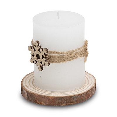 MATERA candle with decoration, white
