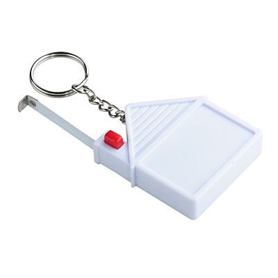 HOUSE key ring with tape measure 2 m,  white