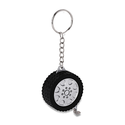TYRE key ring with tape measure 1 m,  black/silver
