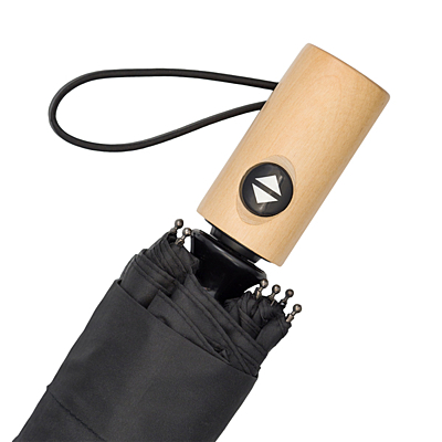 GRANTON automatický dáždnik s drevenou rukoväťou, čierna