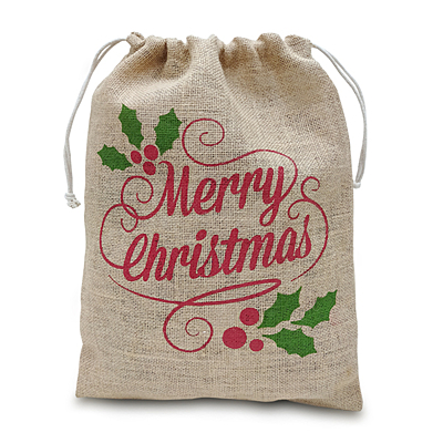 XMAS JUTE jutová taška s vianočným motívom, béžová
