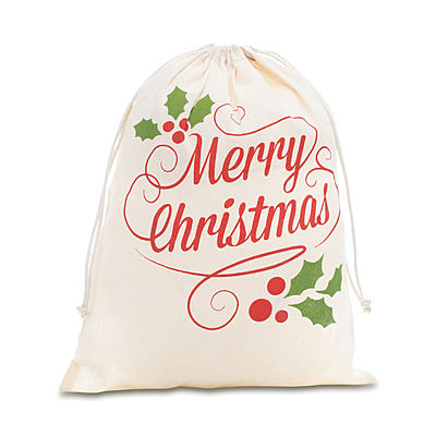 XMAS COTTON taška z bavlny s vianočným motívom, béžová