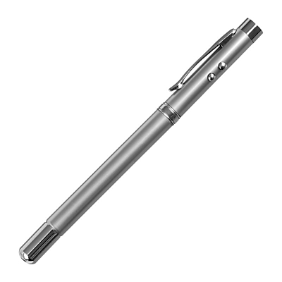 POINTER 4in1 guľôčkové pero s laserovým ukazovátkom, strieborná