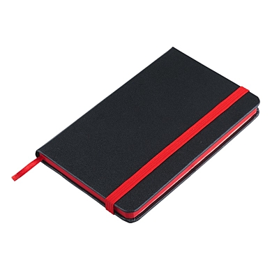 BADAJOZ notebook with clean pages 130x210 / 160 pages,  black/red