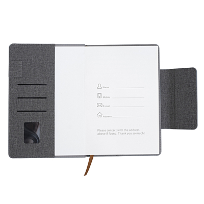 LEGAN notebook with pockets for business cards, grey