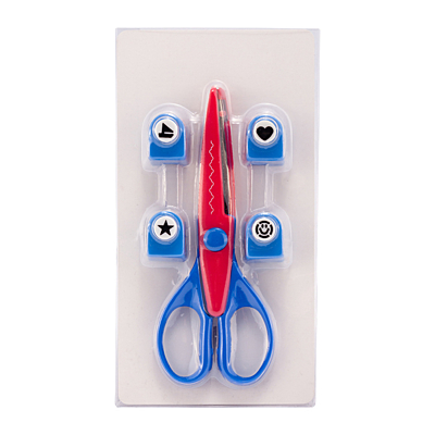 FUN set of punches and scissors,  blue