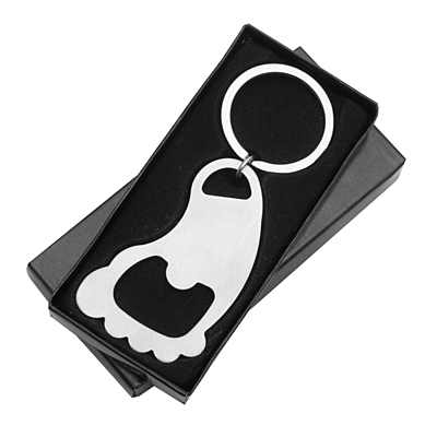 ON TAP metal keyring with bottle opener,  silver
