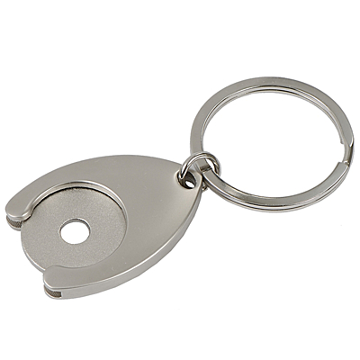 DISC metal key ring with token,  silver