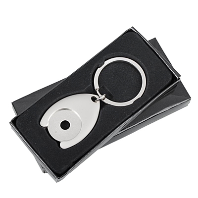 DISC kovový prívesok na kľúče so žetónom, strieborná