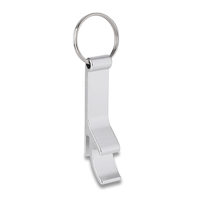 ALUMINIUM key ring with opener,  silver