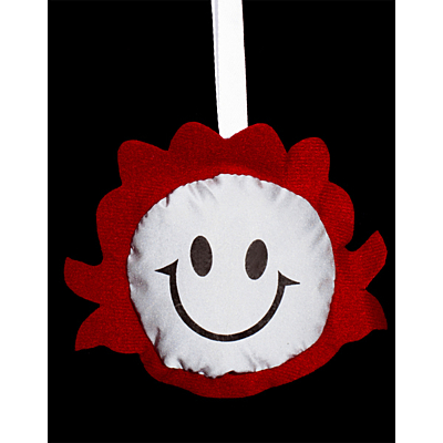 SMILING GIRL reflective key ring,  red/silver