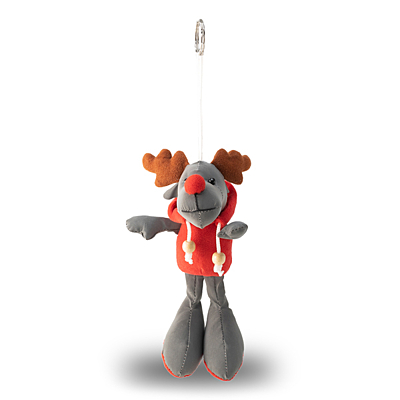 REINDEER reflective key ring,  grey/red