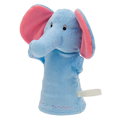 ELEPHANT PUPPET plush hand puppet,  blue