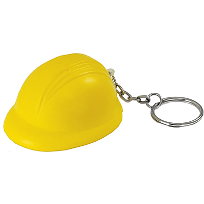 HELMET anti-stress toy key ring,  yellow