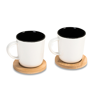 KERALA set of 2 ceramic mugs, white