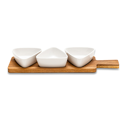 NARDO tray with bowls, white