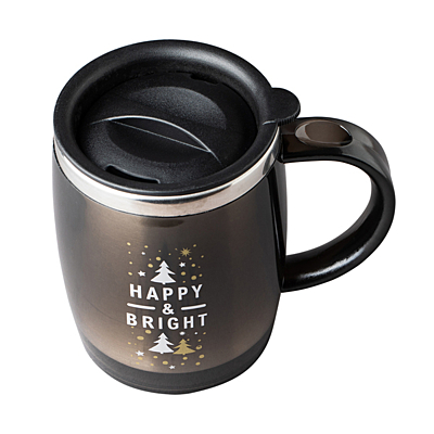 BARREL 400 ml insulated mug with Xmas motif, graphite